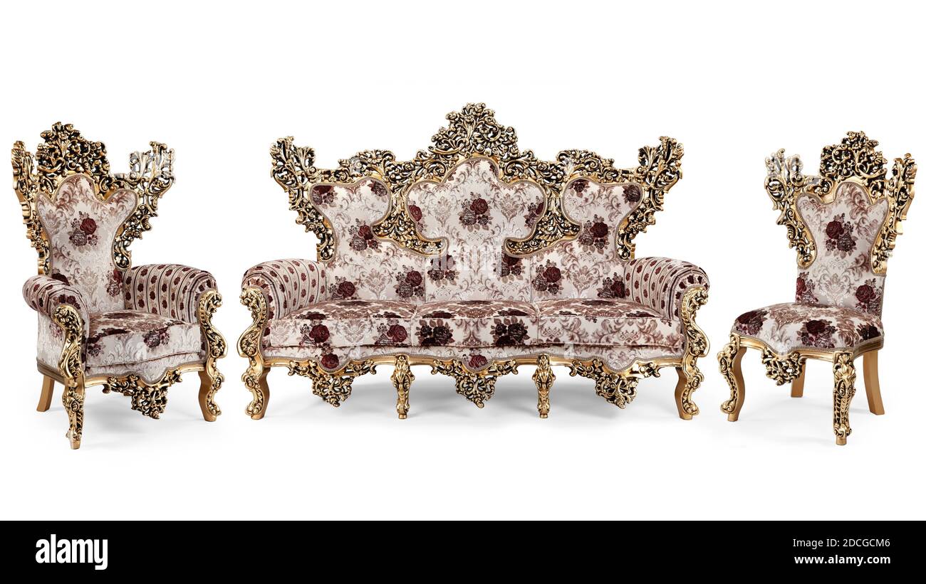 Classic furniture set isolated on white background Stock Photo - Alamy