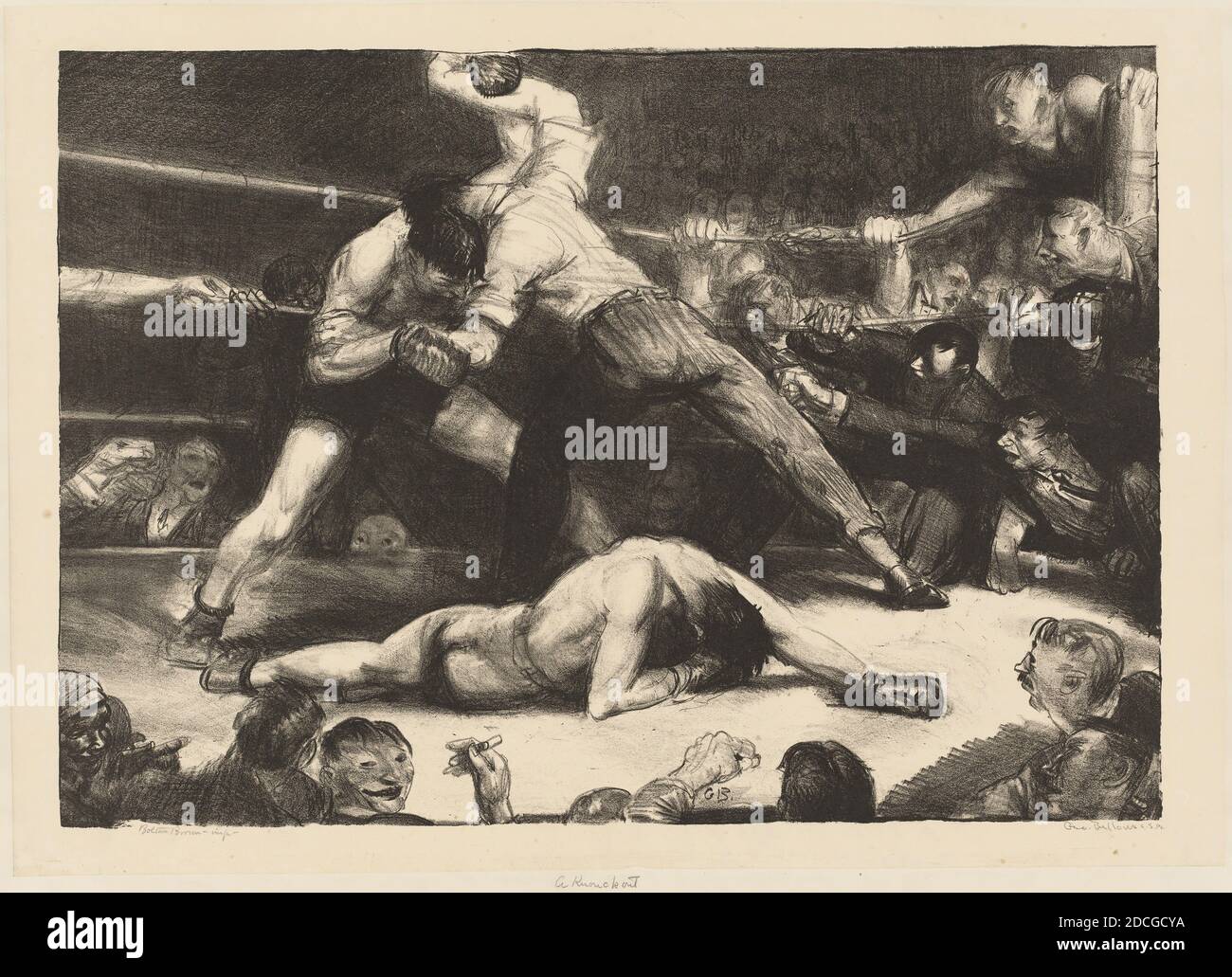 George Bellows, (artist), American, 1882 - 1925, A Knockout, 1921, lithograph in black, image: 38.74 × 55.25 cm (15 1/4 × 21 3/4 in Stock Photo