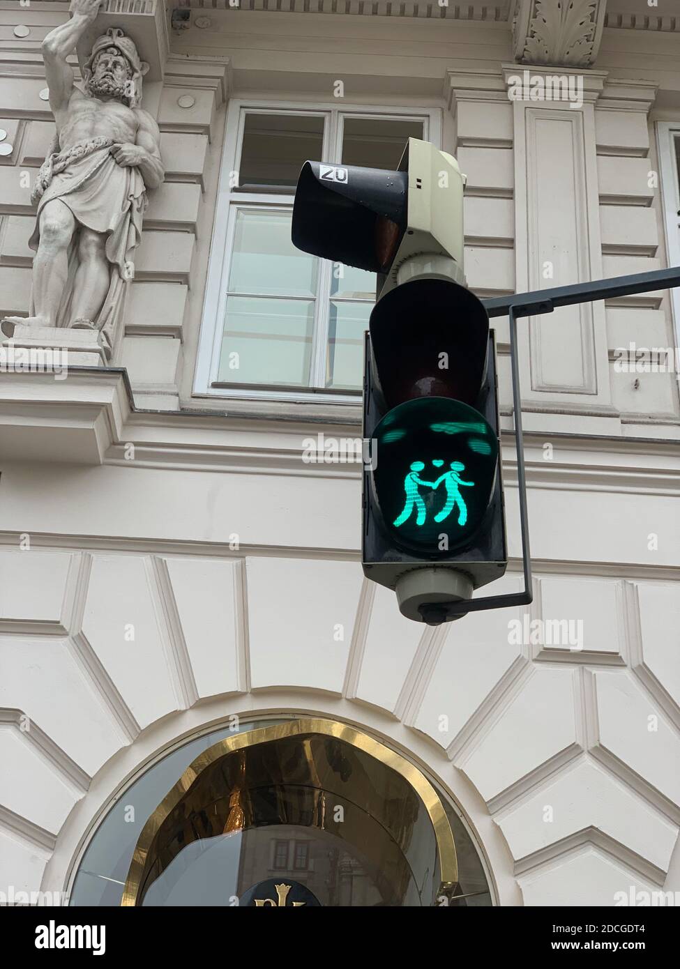 2020 december 3, Vienna, austria: the traffic light in vienna, special design light Stock Photo
