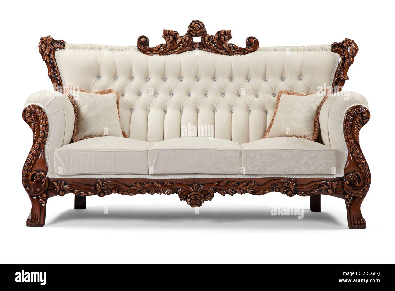 Luxurious classic sofa on a white background . front view Stock Photo -  Alamy