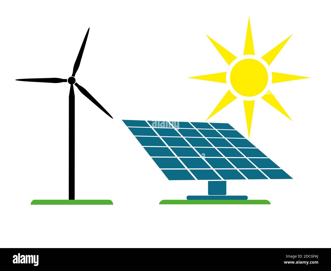 Wind turbine and solar panel vector isolated on white background Stock ...