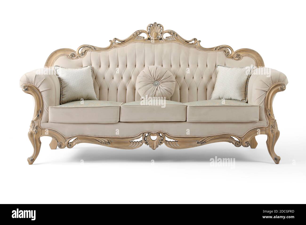 Luxurious classic sofa on a white background . front view Stock Photo