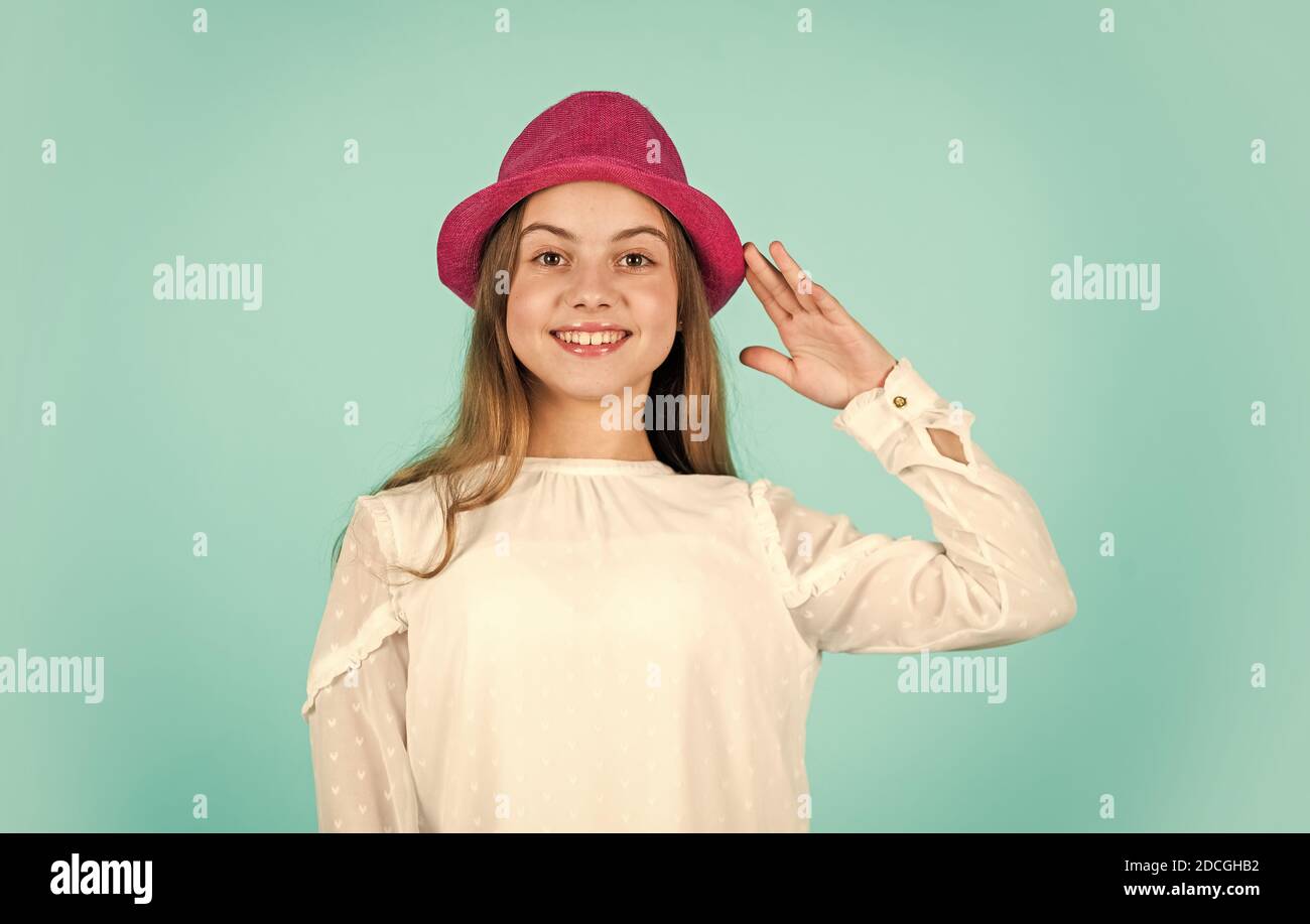 Summer accessory collection. Child wear hat. Accessories shop. Protect