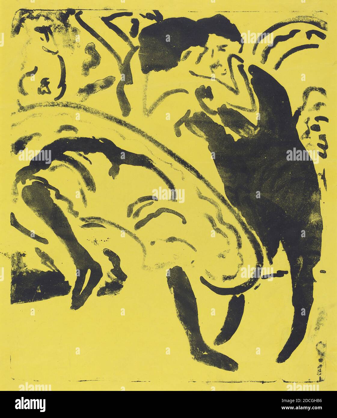 Ernst Ludwig Kirchner, (artist), German, 1880 - 1938, Dancing Couple, 1909, lithograph on yellow wove paper, sheet: 44.6 x 36.8 cm (17 9/16 x 14 1/2 in Stock Photo