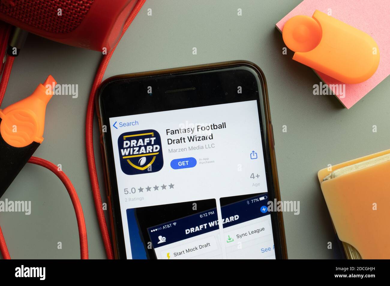 New York, United States - 7 November 2020: Phone screen close-up with  Fantasy Football Draft Wizard mobile app logo on display, Illustrative  Editorial Stock Photo - Alamy