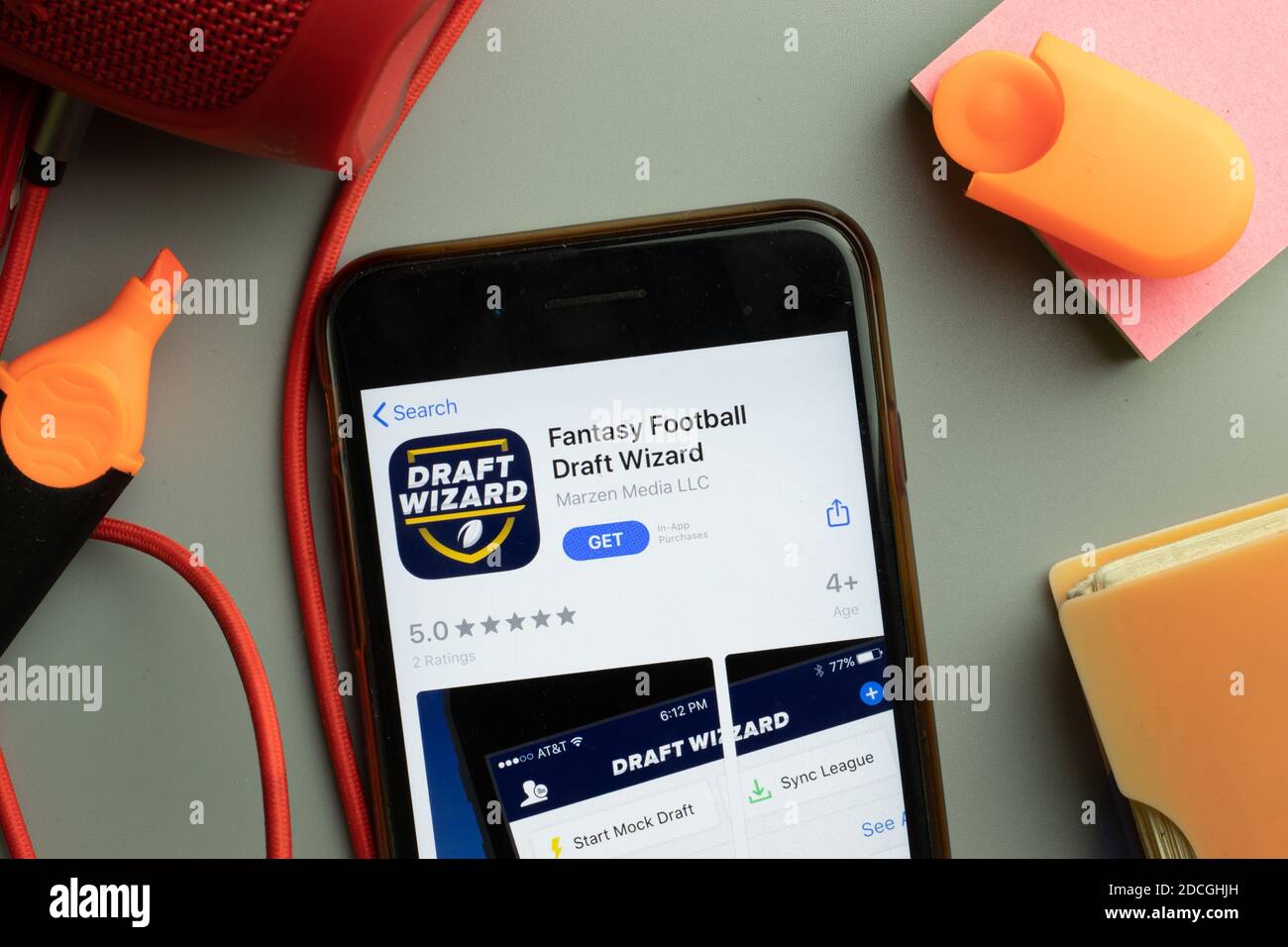 New York United States 7 November 2020 Phone Screen Close Up With Fantasy Football Draft Wizard Mobile App Logo On Display Illustrative Editorial Stock Photo Alamy
