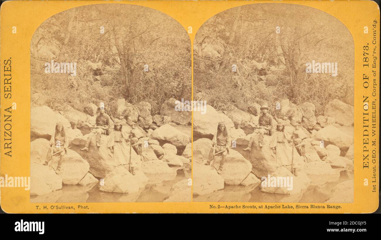 Apache scouts, at Apache Lake, Sierra Blanca range., Geographical