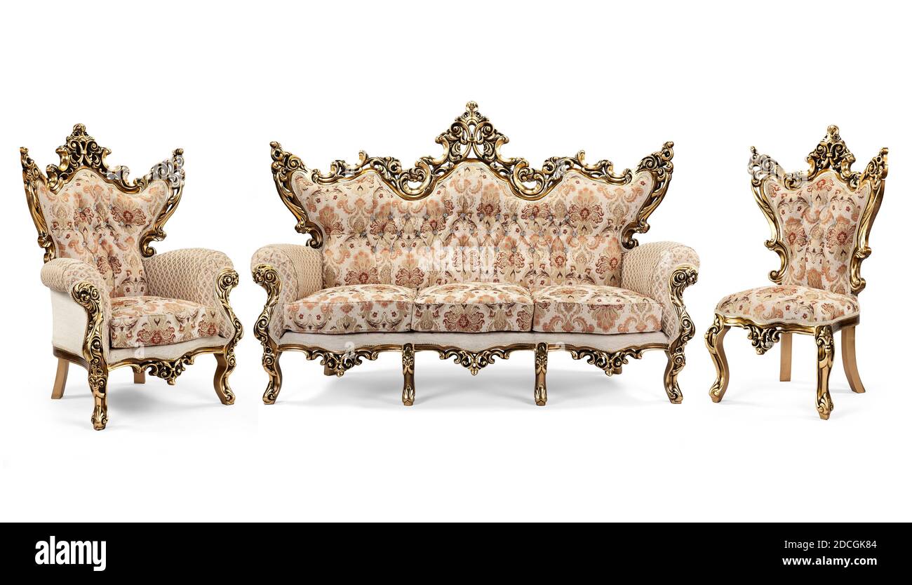 Classic furniture set isolated on white background Stock Photo - Alamy