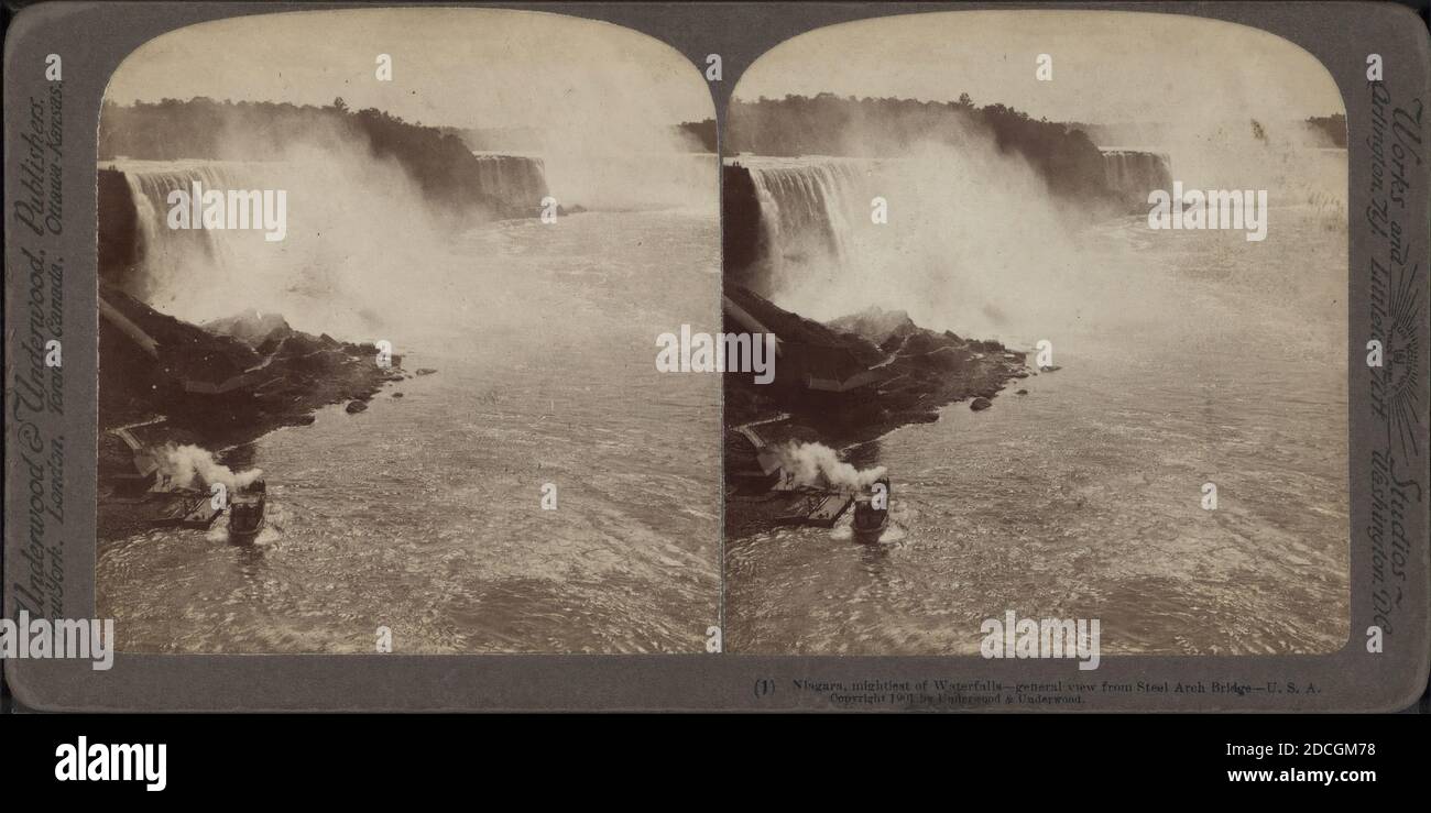 Niagara, mightiest of Waterfalls. General view from Steel Arch Bridge, U.S.A., Underwood