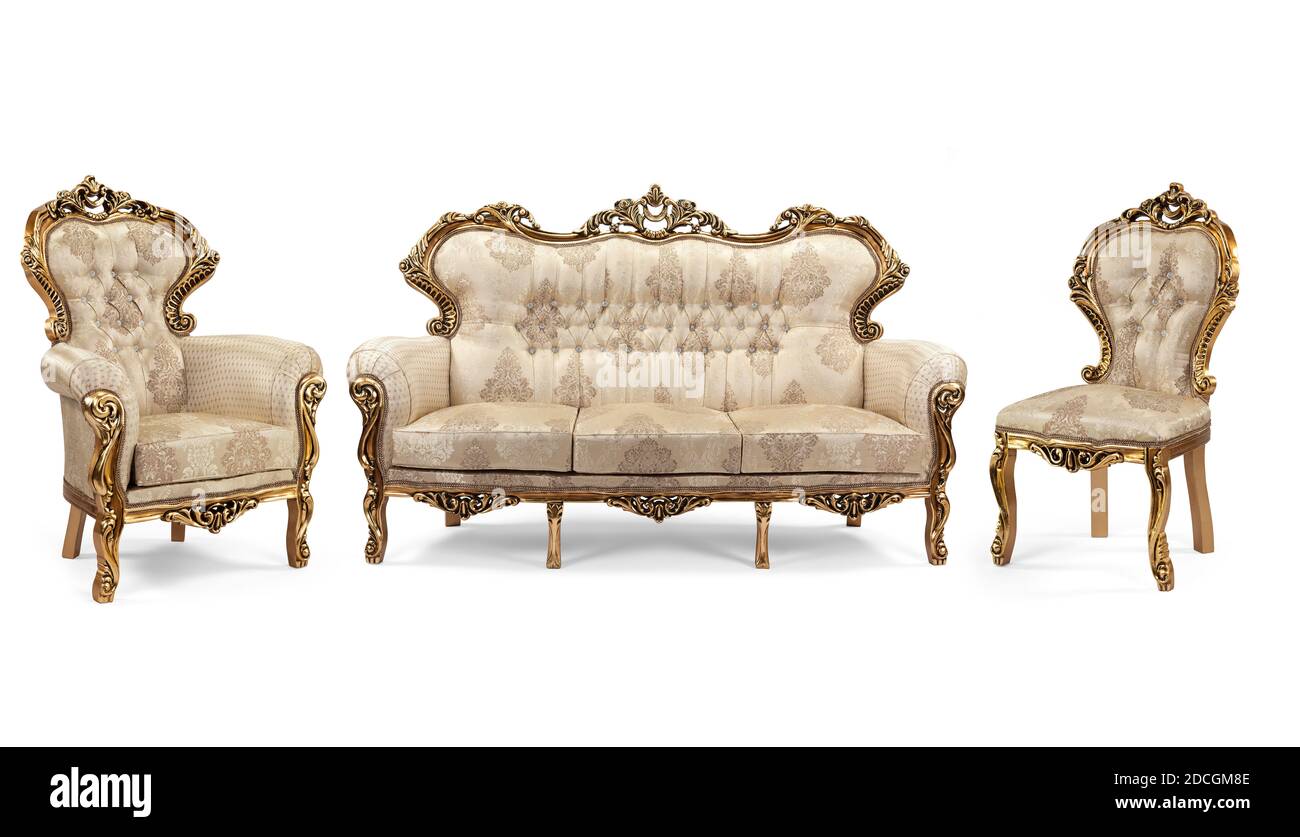 Classic furniture set isolated on white background Stock Photo - Alamy