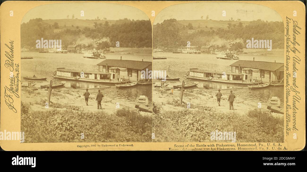 Scene of the Battle with Pinkertons, Homestead, Pa., U.S.A., Underwood