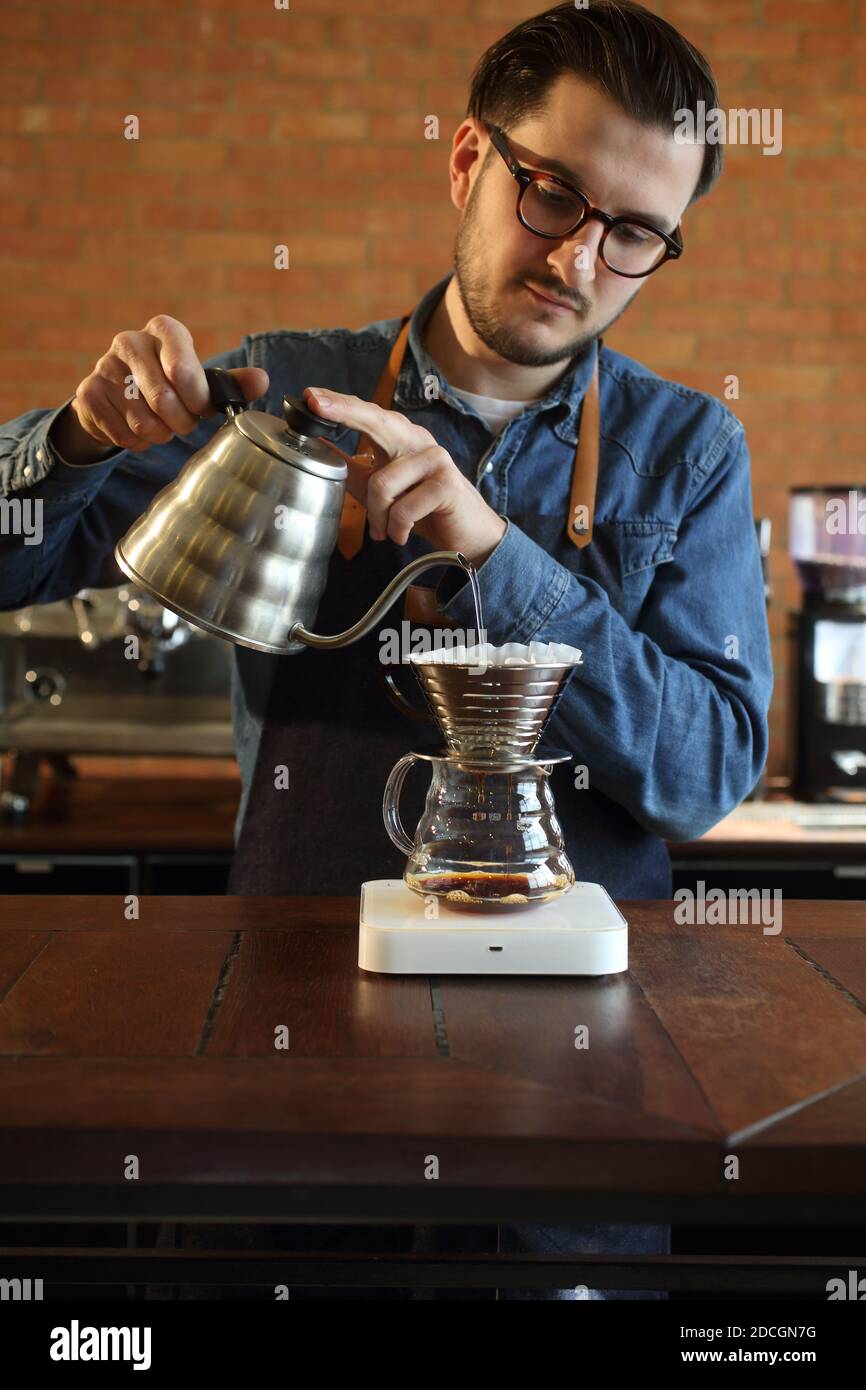 Great Britain / England / London /Coffee Style /Barista is making a