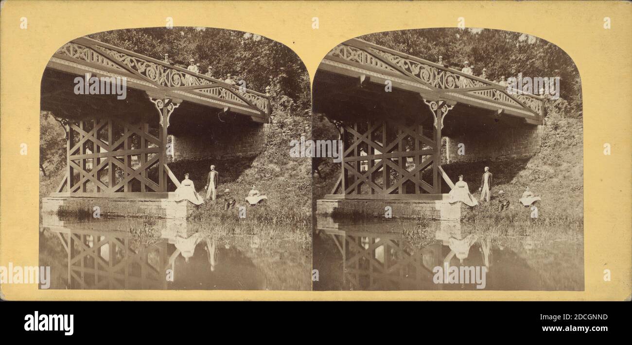 Viewers above and below the bridge, Sharon Springs., 1865, New York (State), Sharon Springs (N.Y.), Sharon Springs, United States Stock Photo
