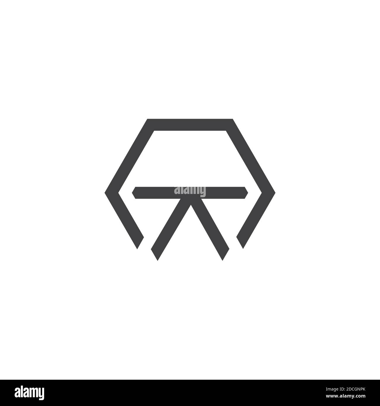 abstract letter nt geometric hexagon line design logo vector Stock Vector