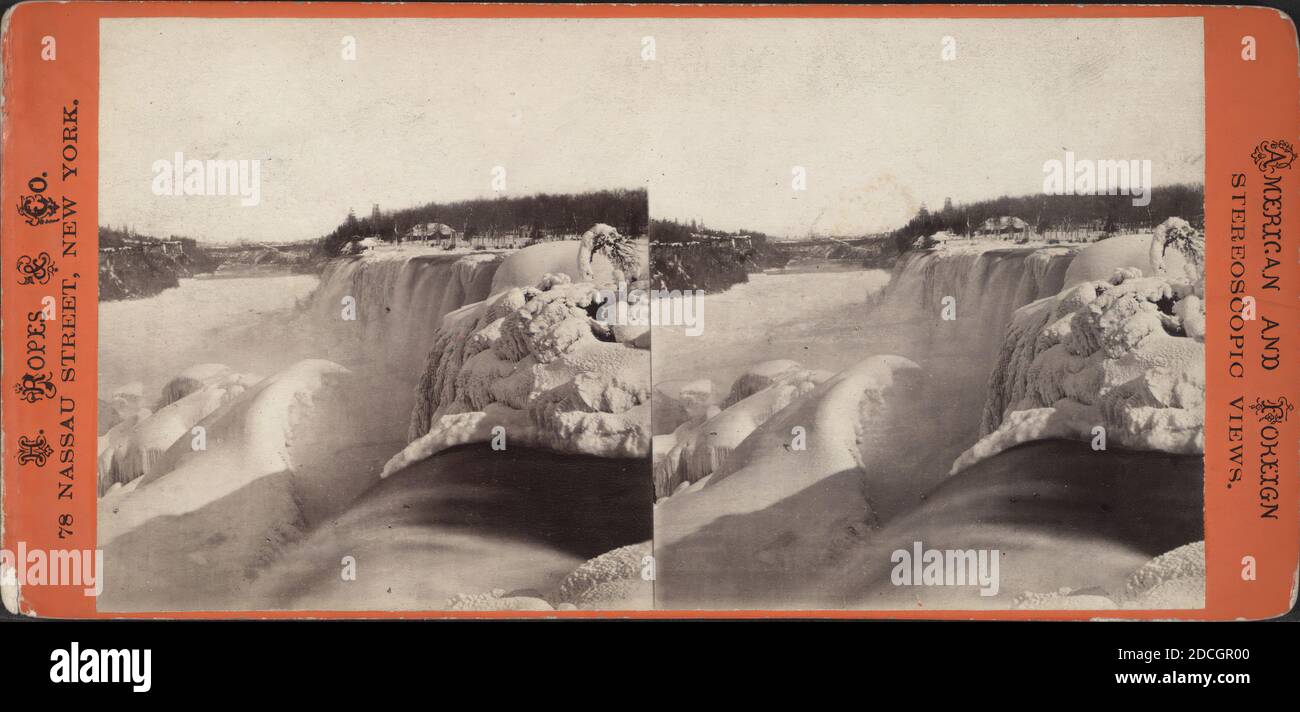 American Fall from the Hog's Back, showing the heavy ice mounds., H. Ropes & Co., New York (State), Niagara Falls (N.Y. and Ont.), Niagara Falls Stock Photo