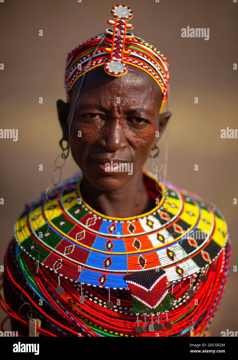 Portrait of an El Molo tribe woman, Rift Valley Province, Turkana lake, Kenya Stock Photo
