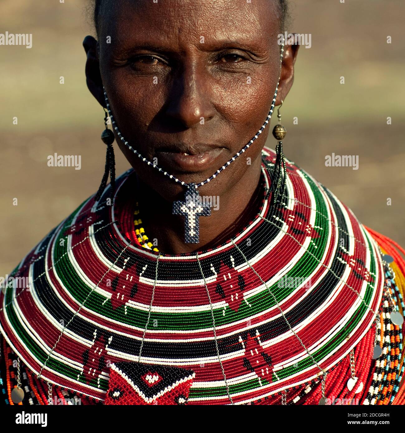 Portrait of an El Molo tribe woman, Rift Valley Province, Turkana lake, Kenya Stock Photo