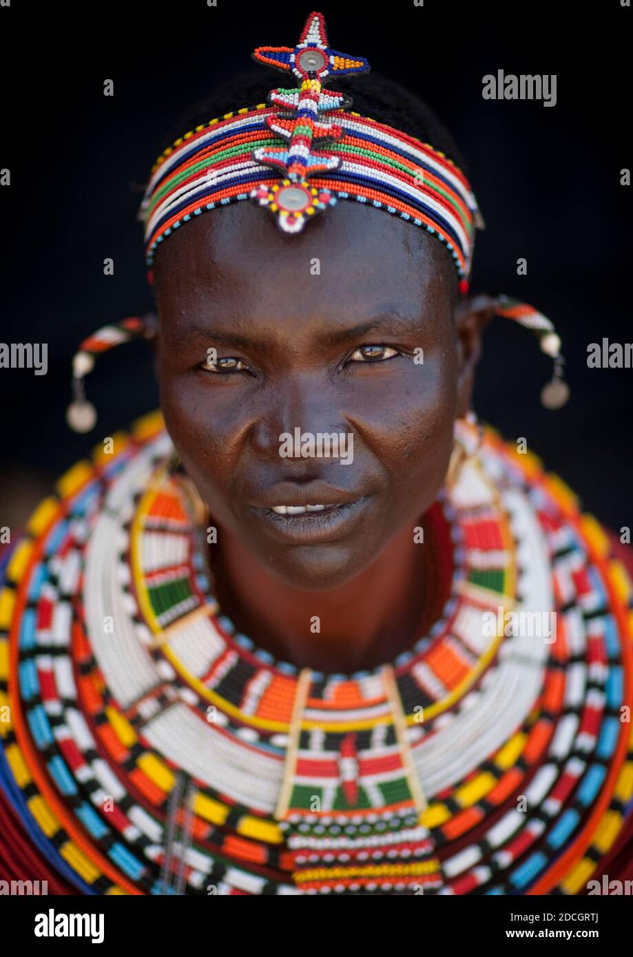 Portrait of a Samburu tribe woman with beaded necklaces Samburu County Maralal Kenya Stock Photo Alamy