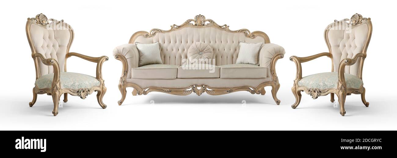 Classic furniture set isolated on white background Stock Photo - Alamy