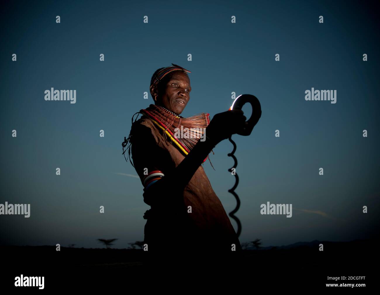 Portrait of a Rendille tribe woman looking at a flash, Rift Valley ...