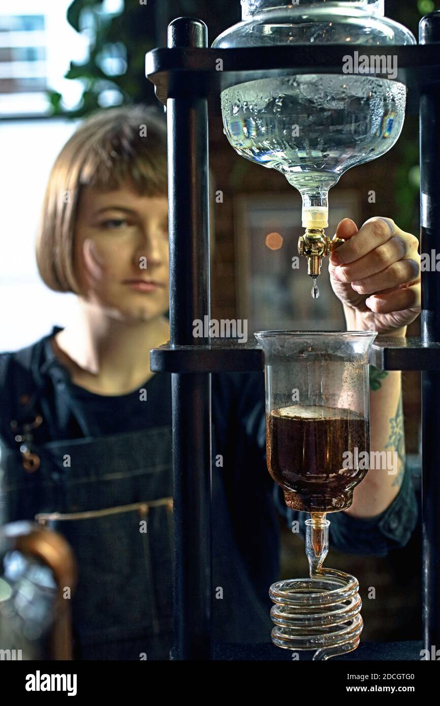 Great Britain / England / London /Coffee Style /Barista is making cold