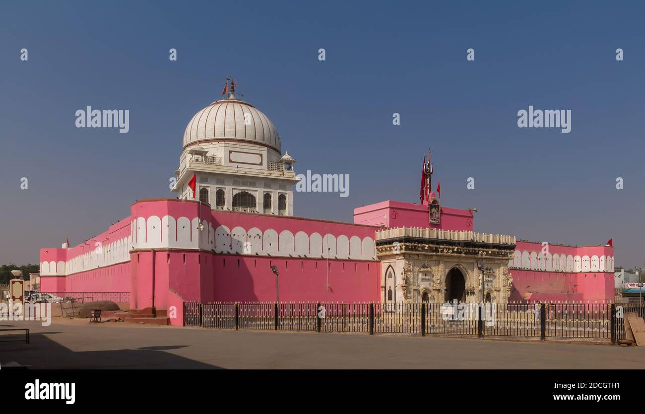 Full View Of The Building Of Karni Mata Temple From The Road In Deshnok. Stock Photo