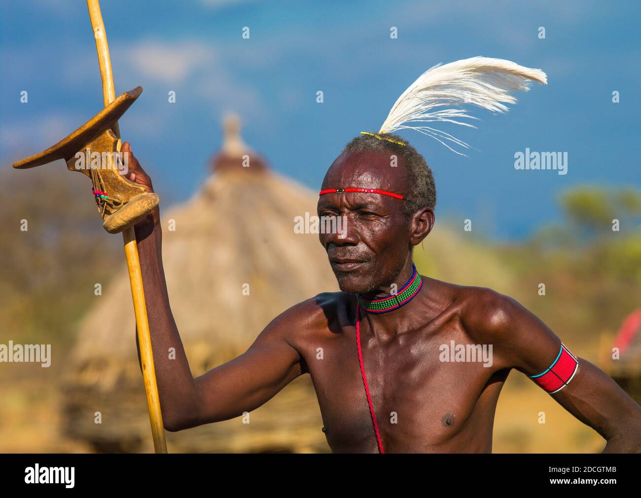 Portrait of a Pokot tribe leader, Baringo County, Baringo, Kenya Stock Photo