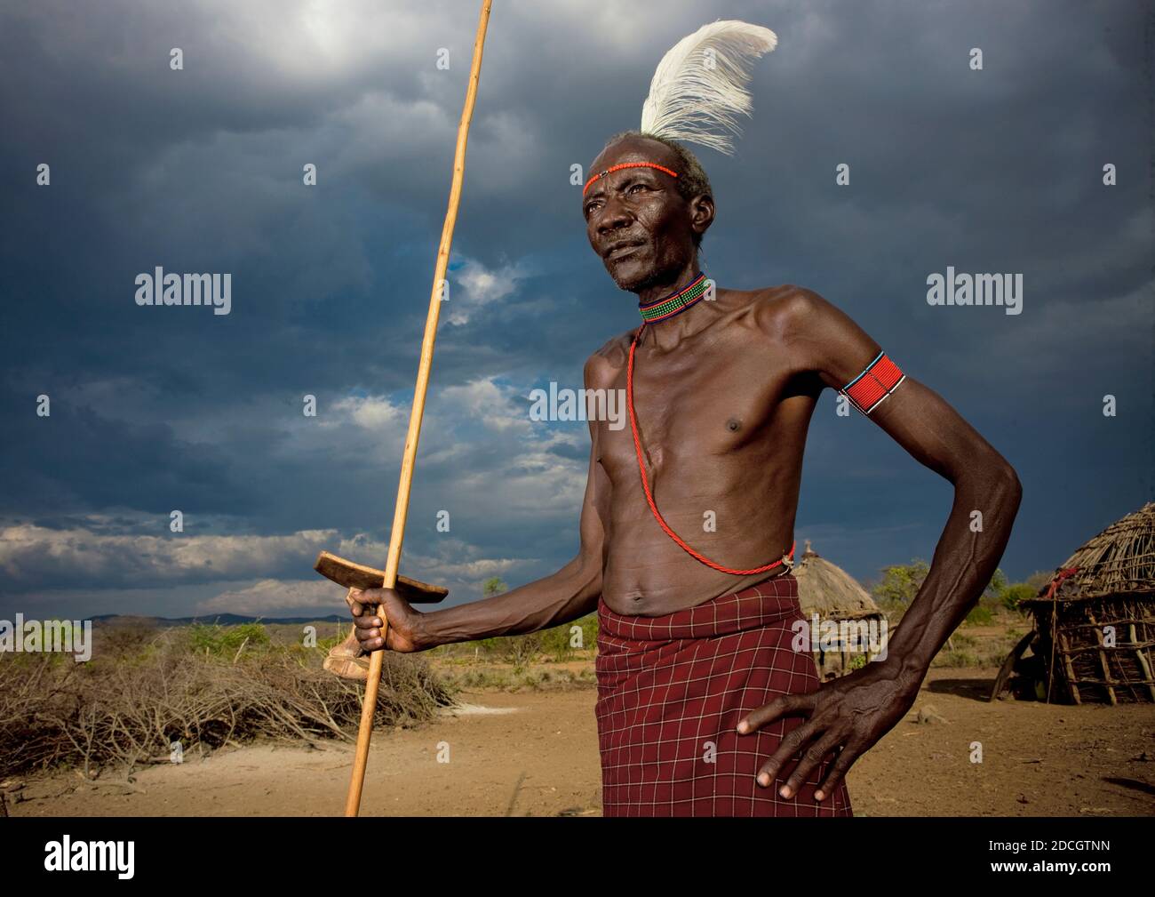 Portrait of a Pokot tribe man, Baringo County, Baringo, Kenya Stock Photo