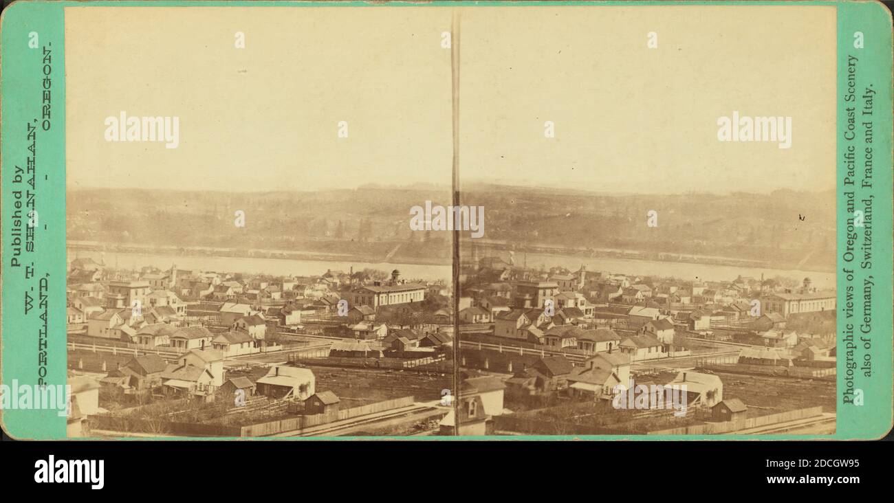 Panorama of Portland and the Willamette River., Shanahan, W. T., Oregon, Portland (Or.), Willamette River (Or Stock Photo