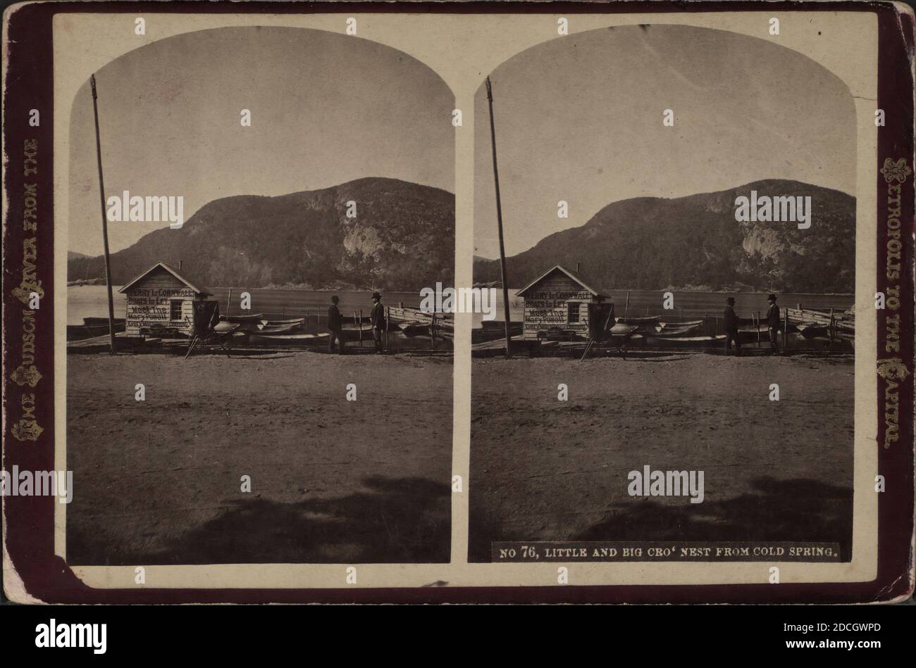 Little and Big Cro' Nest, from Cold Spring., Veeder, Aaron, ca. 1855-ca. 1930, Waterfronts, Ferry terminals, New York (State), Hudson River Valley (N.Y. and N.J.), Hudson Highlands (N.Y.), Cold Spring (N.Y Stock Photo