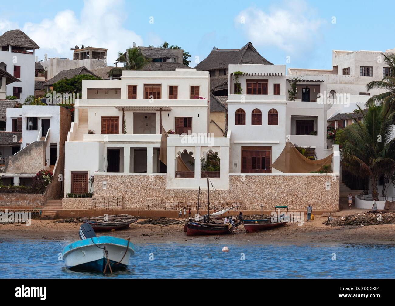 Swahili houses in the village, Lamu County, Shela, Kenya Stock Photo