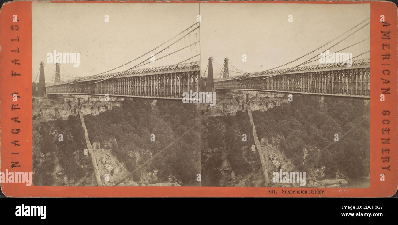 Suspension bridge., New York (State), Niagara Falls (N.Y. and Ont Stock Photo