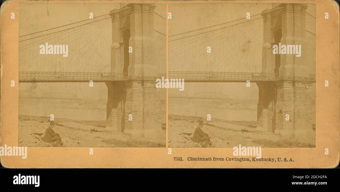 Cincinnati from Covington, Kentucky, U.S.A., Kilburn, B. W. (Benjamin West) (1827-1909), Ohio, Cincinnati (Ohio Stock Photo