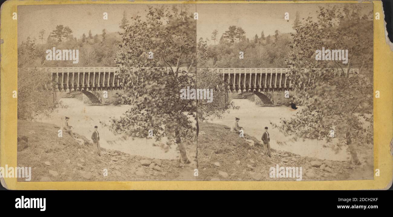 Aqueduct of the Delaware and Hudson Canal, over Rondout Creek., E. & H.T. Anthony (Firm), Delaware and Hudson Canal (N.Y. and Pa.), Aqueducts, New York (State), Catskill Mountains (N.Y.), Ulster County (N.Y Stock Photo