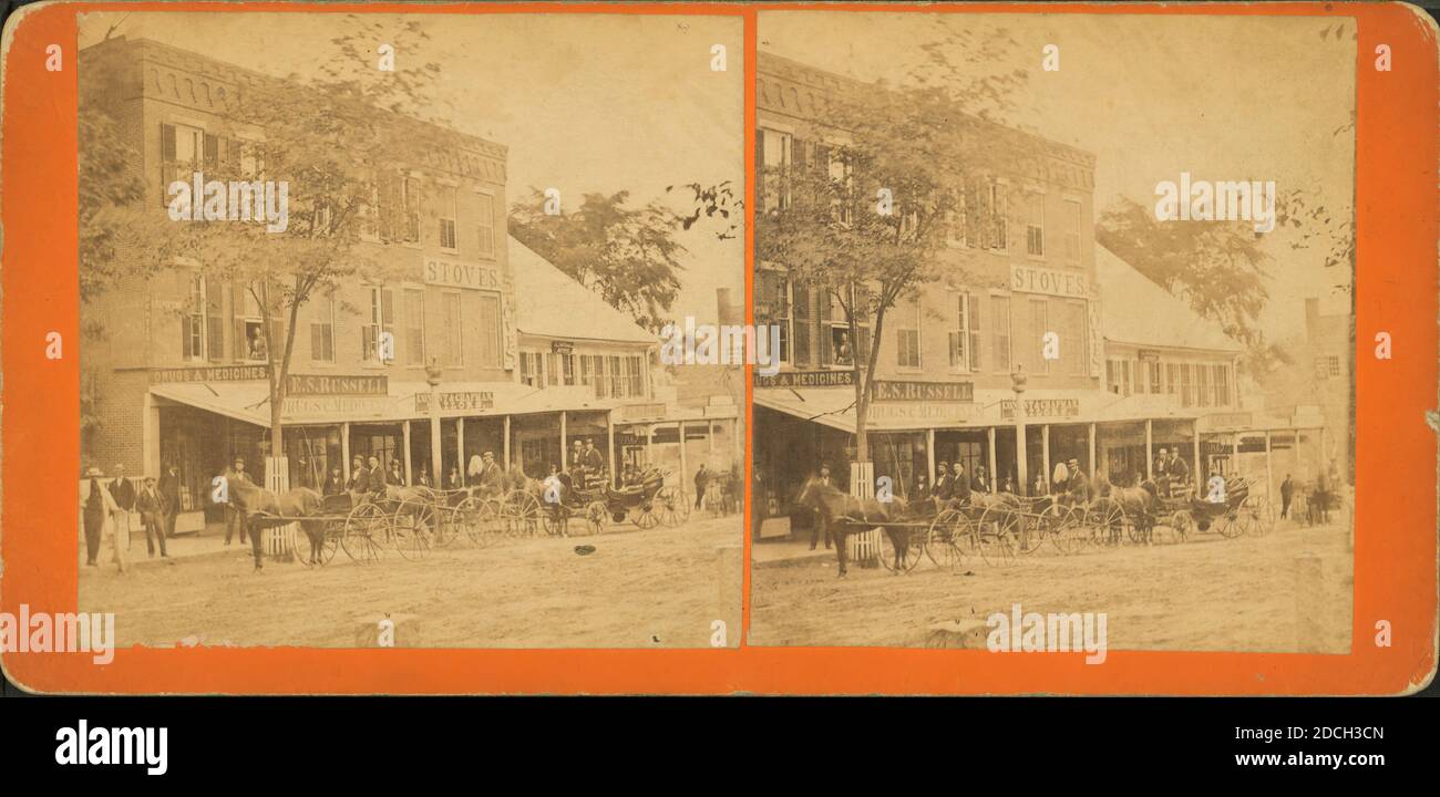 Fisher's Block., Stark & Horton, Carriages & coaches, Commercial streets, New Hampshire, Nashua (N.H Stock Photo