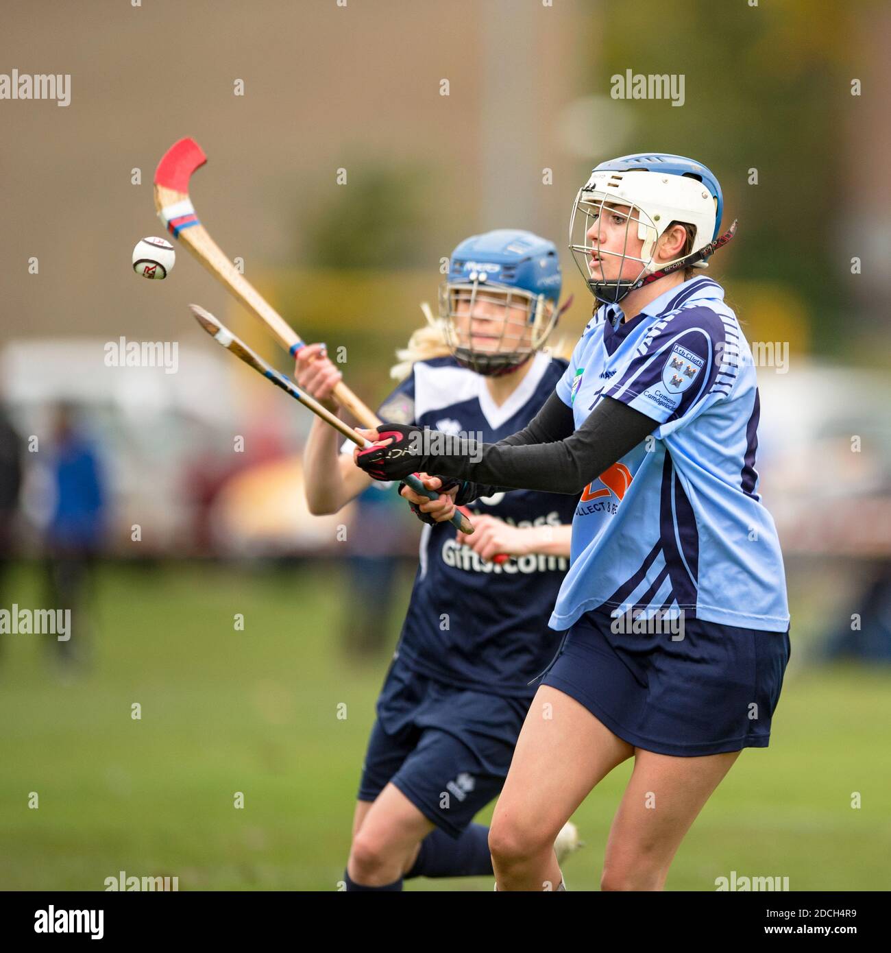 Shinty / Camogie Challenge Match played at The Bught, Inverness. Stock Photo