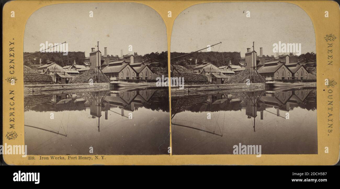Iron Works, Port Heary, N.Y., Iron industry, New York (State), Champlain, Lake, Port Henry (N.Y Stock Photo