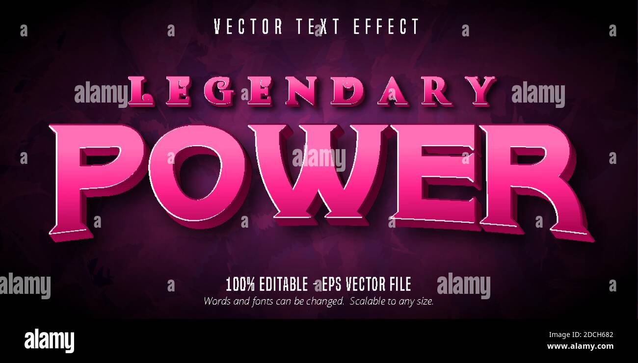 Legendary power text, game style editable text effect Stock Vector