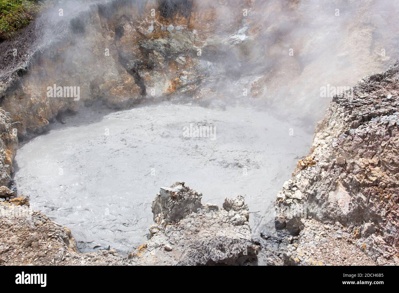 Strong geothermal activity with hot boiling water in Indonesia Stock