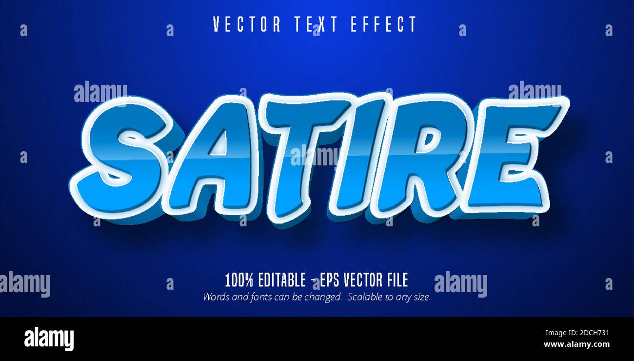 Satire text, cartoon style editable text effect Stock Vector Image