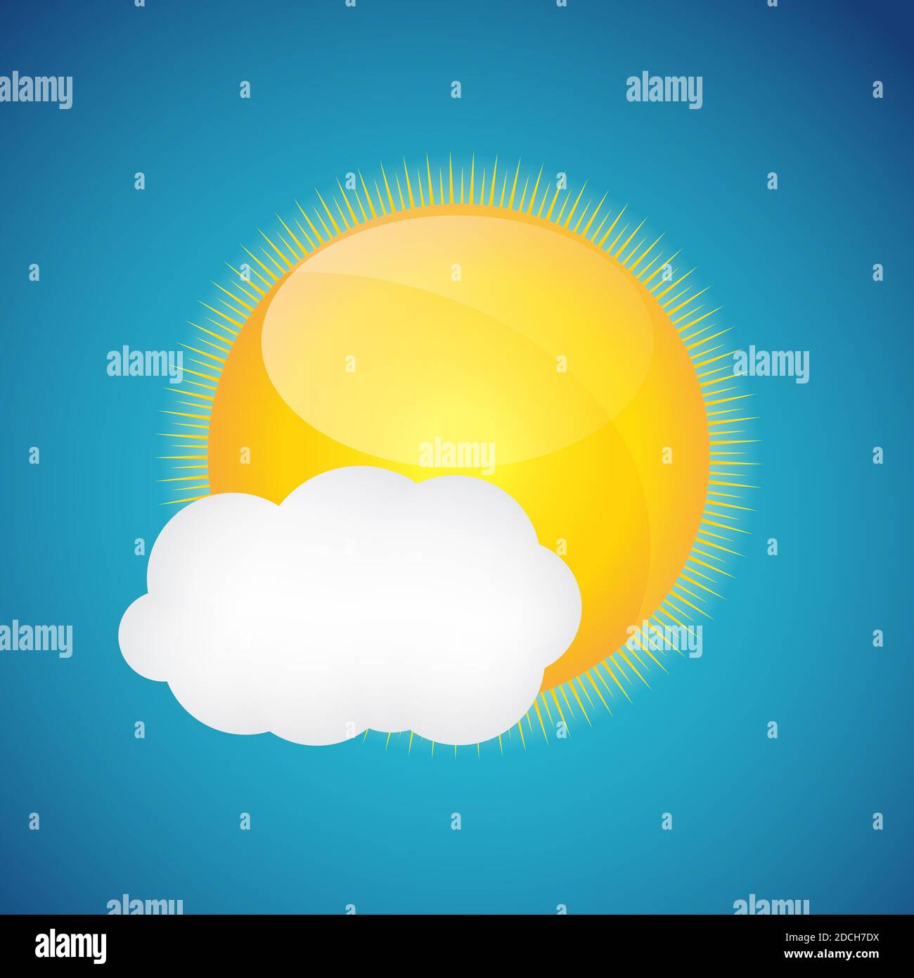 Weather Icons with Sun and Cloud Stock Photo