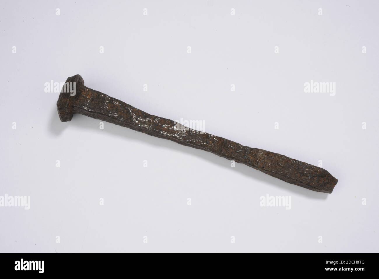 nail fastener anonymous 16th or 17th century forged general 228 x 27 x 25cm 228 x 27 x 25mm forged iron nail with a square head and long handle found at the demolition of the roof of the university library 1882 2DCH8TG