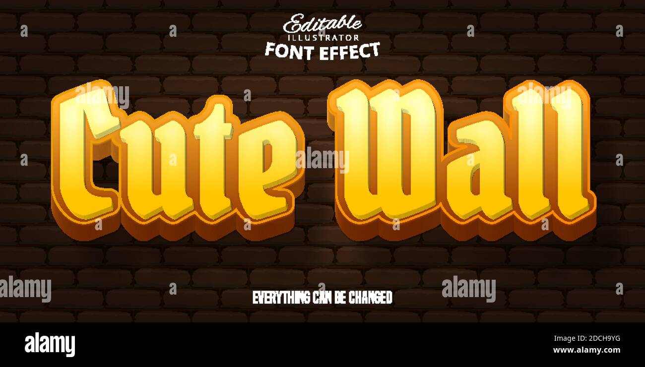 Cute wall text, 3d editable font effect Stock Vector Image & Art Alamy