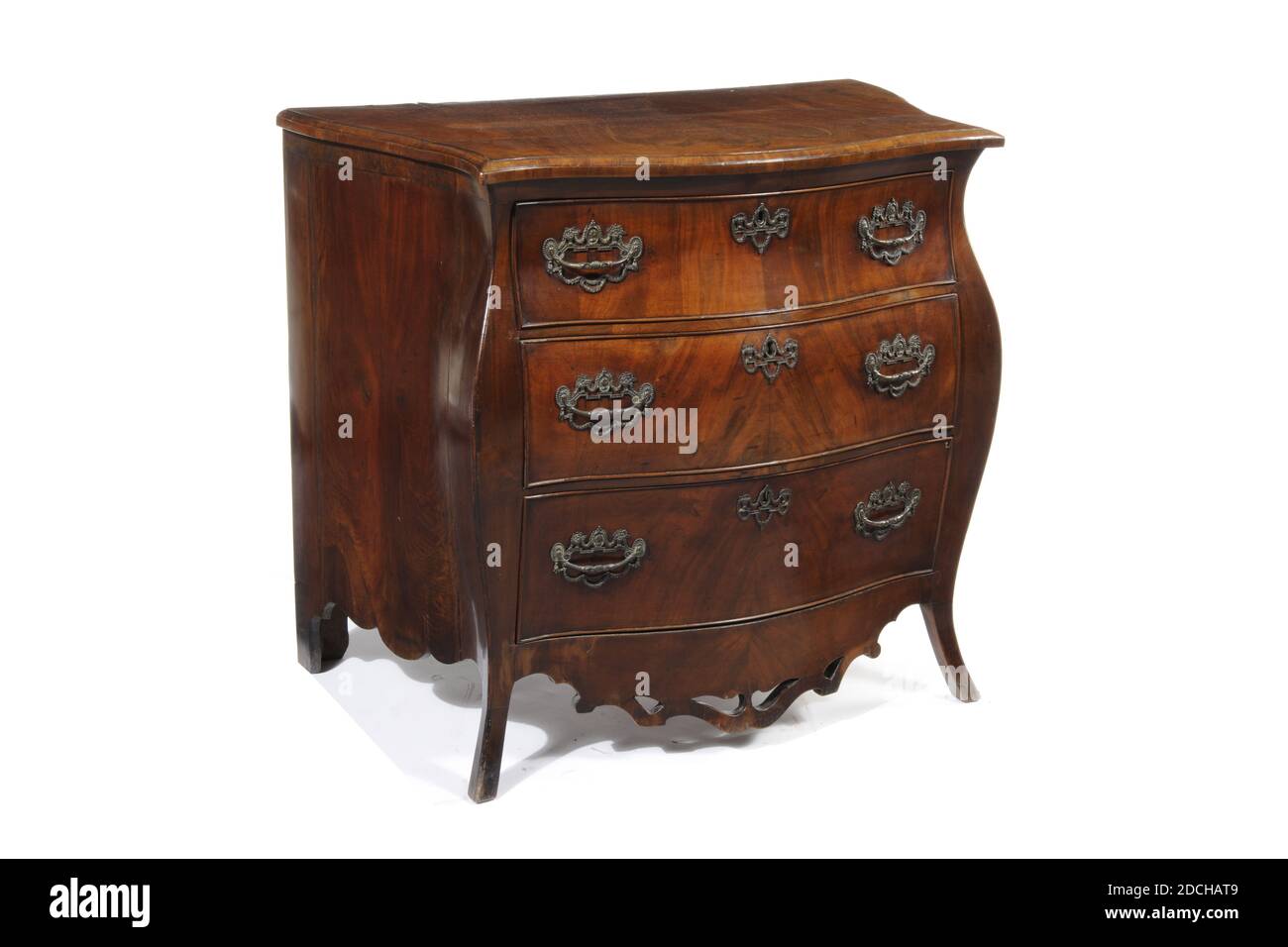 chest of drawers, Anonymous, ca. 1780, wood, metal, glued, General: 90 x  102.5 x 58.7cm 900 x 1025 x 587mm, bulging chest of drawers with three  drawers and Louis XVI fittings. The