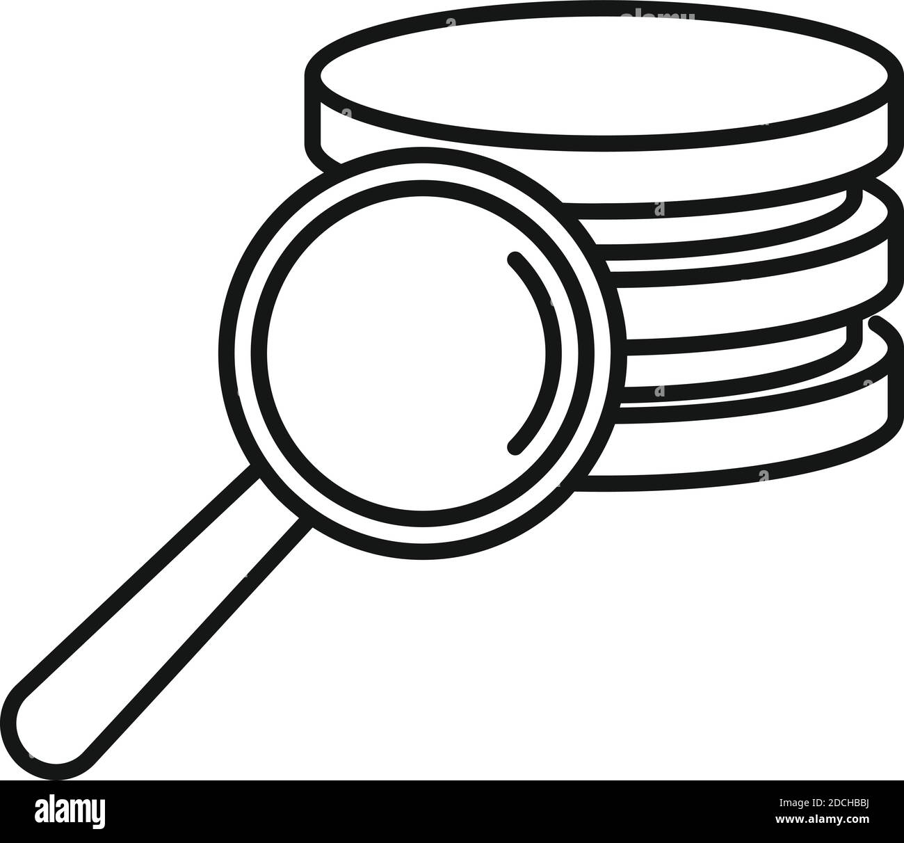 Search server secured icon, outline style Stock Vector