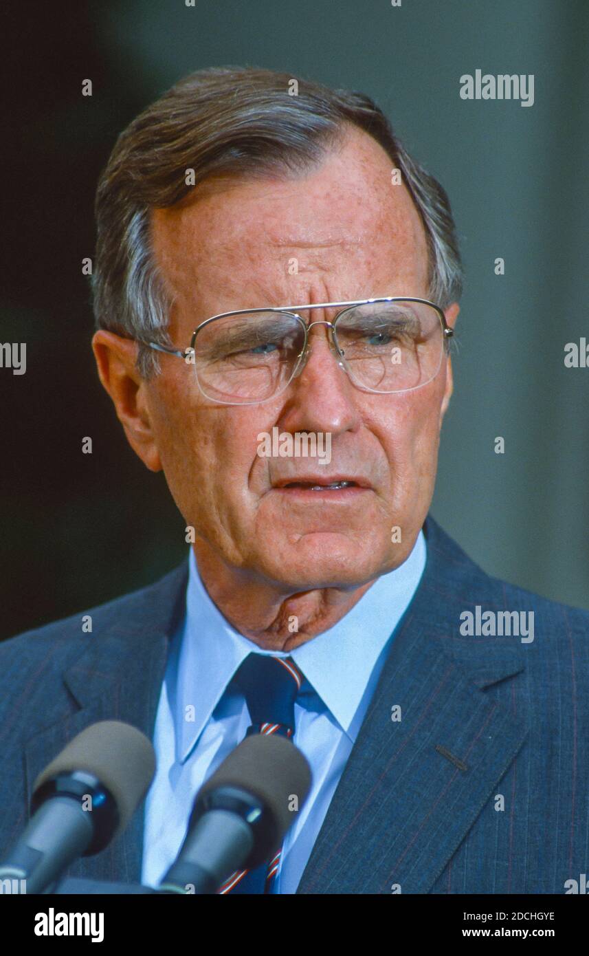 WASHINGTON, DC, USA, JULY 1, 1992 - U.S. President George Bush during news conference. Stock Photo