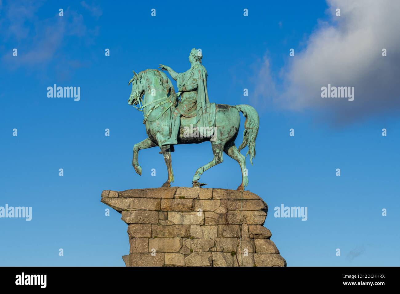 The Copper Horse statue of George III marking one end of the Long Walk in Windsor Great Park, Berkshire, UK Stock Photo