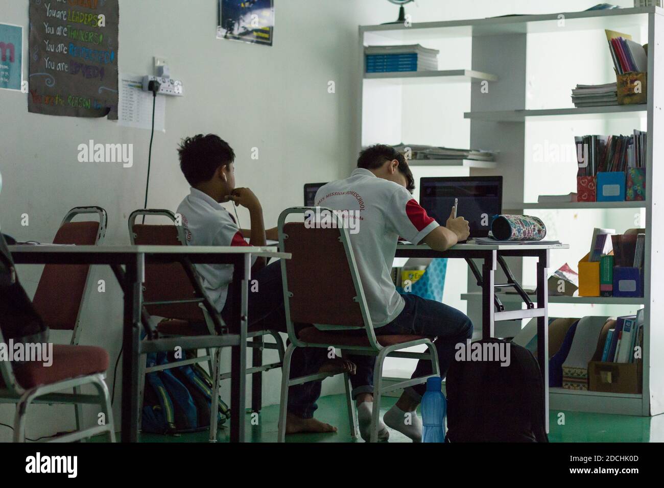 School children during their studies. Stock Photo