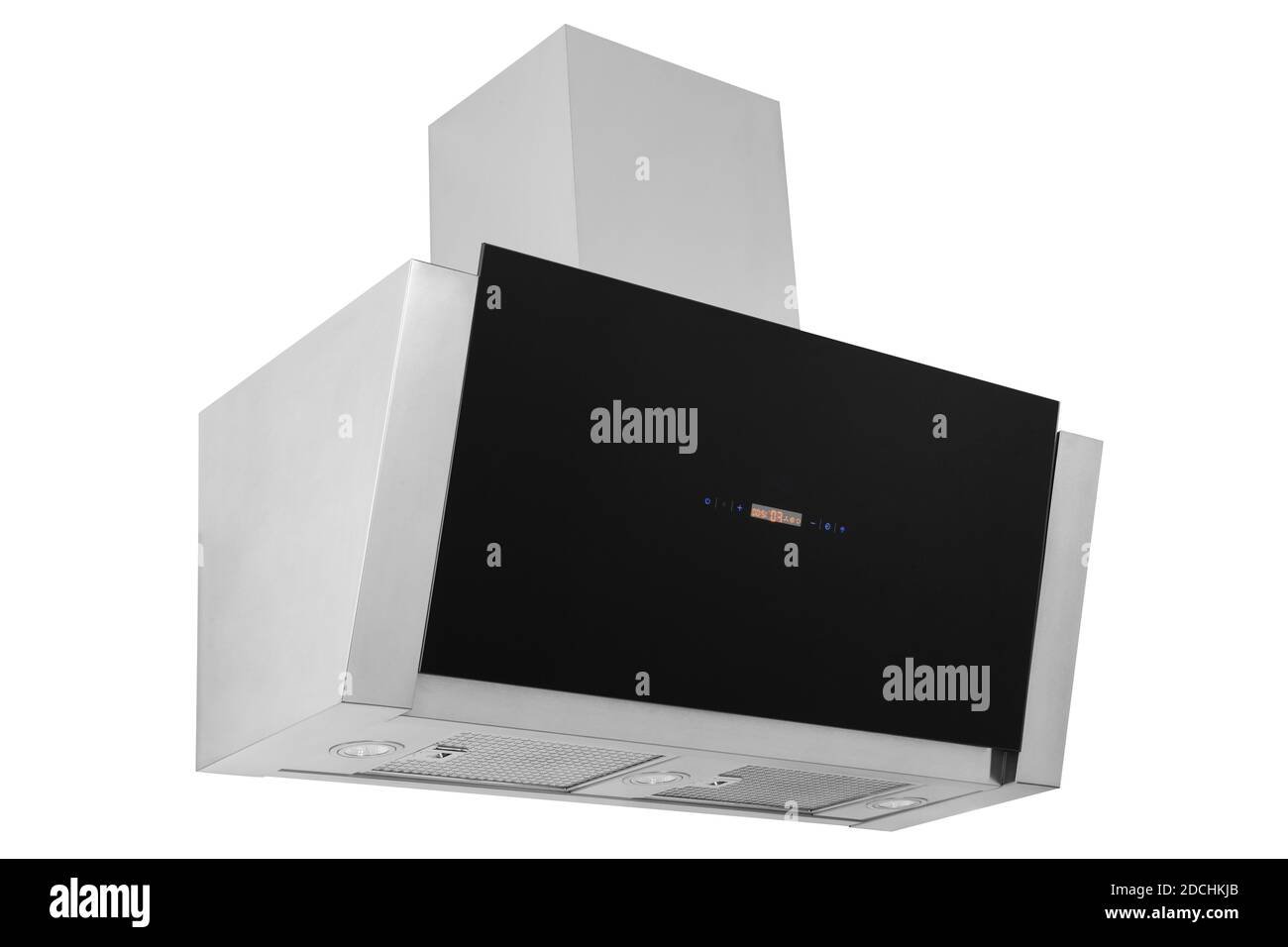 Black kitchen hood on white background Stock Photo - Alamy