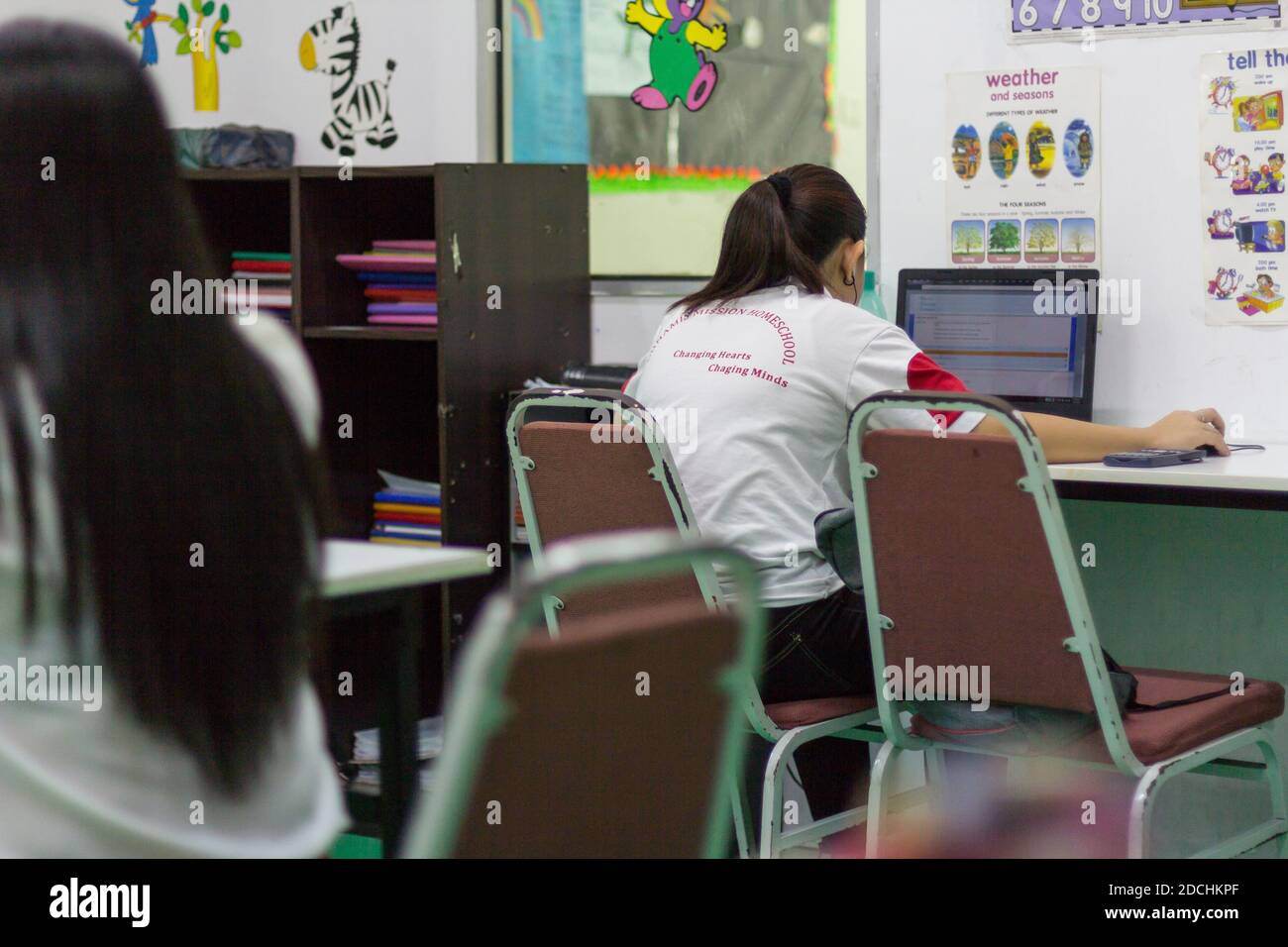 School children during their studies. Stock Photo